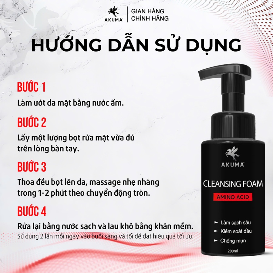 Hướng dẫn sử dụng sữa rửa mặt AKUMA Cleansing Foam