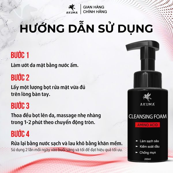 Sữa rửa mặt AKUMA Cleansing Foam tạo bọt cao cấp - Hình ảnh 5