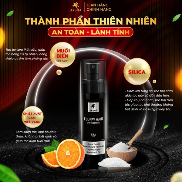 Chai xịt bồng bềnh làm phồng tóc AKUMA FLUFFY HAIR - Hình ảnh 2
