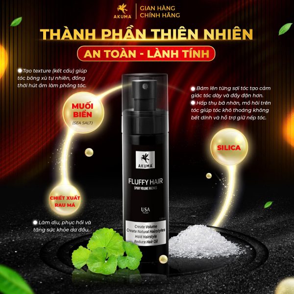 Chai xịt bồng bềnh làm phồng tóc AKUMA FLUFFY HAIR - Hình ảnh 2