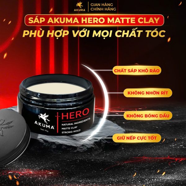 Sáp vuốt tóc AKUMA HERO Matte Clay 95g - Hình ảnh 8