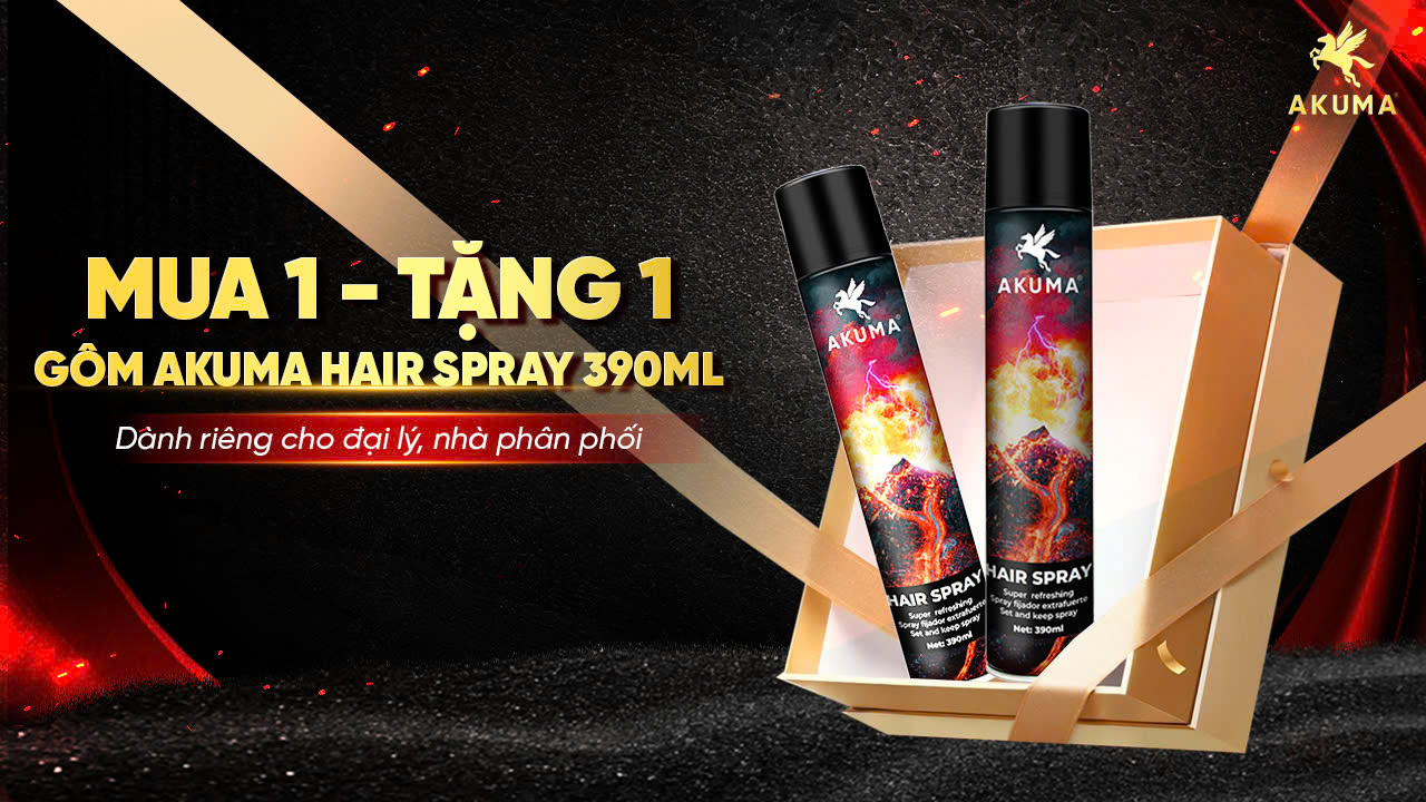 AKUMA mang đến chương trình mua 1 tặng 1 cho sản phẩm gôm AKUMA Hair Spray
